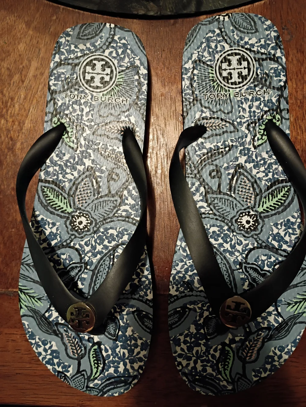 Tory Burch Women's Blue Floral Flip Flop Sandals